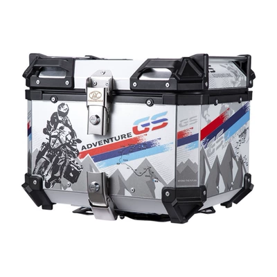 Quick-Release Motorcycle Tail Box Aluminum Alloy Motorcycle trunk - white