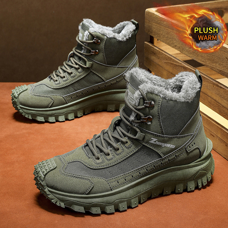 Winter New High-Top Plus Velvet Thickeneded Boots Outdoor Functional Sports Hiking Boots Large Size Comfortable Men's Shoes