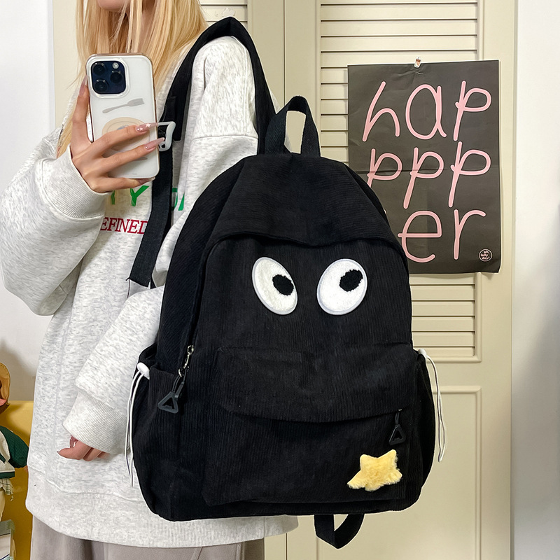 Big-Eye Corduroy Backpack, High-Looking Women's Backpack, Student School Bag, Casual Backpack, Large-Capacity Backpack Big-Eye Corduroy Backpack, High-Looking Women's Backpack, Student School Bag, Casual Backpack, Large-Capacity Backpack