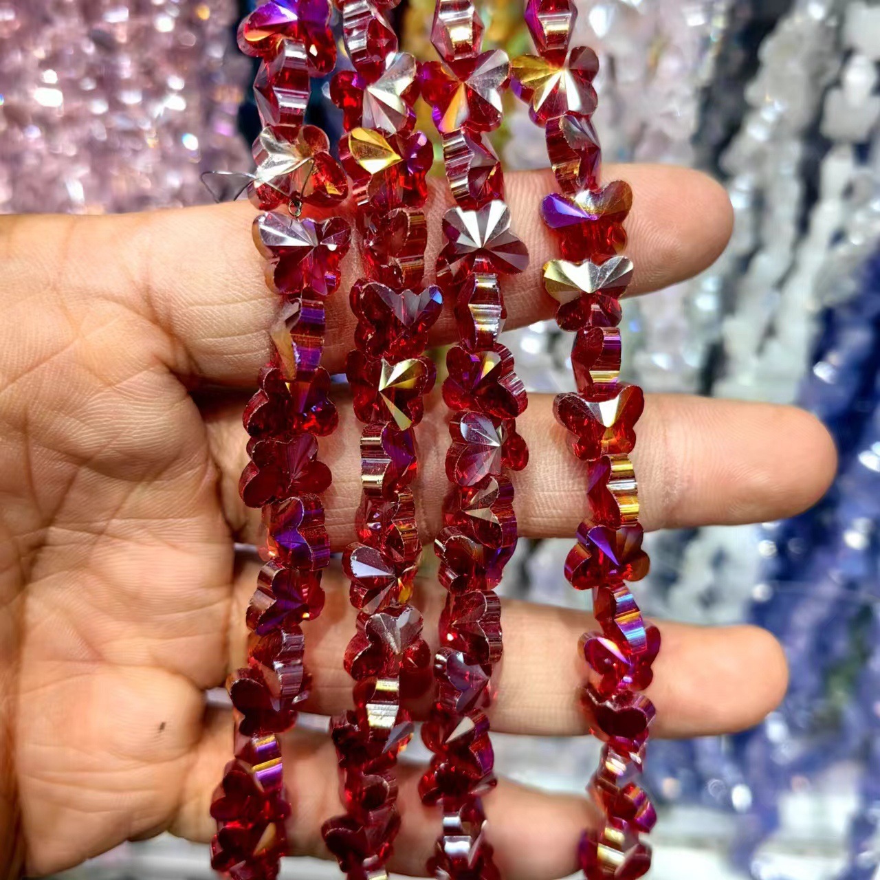 8mm mariposa de cristal de cristal de corte de cristal boutique joyería DIY pulsera hecha a mano accesorios de cadena de teléfonos celulares cuentas