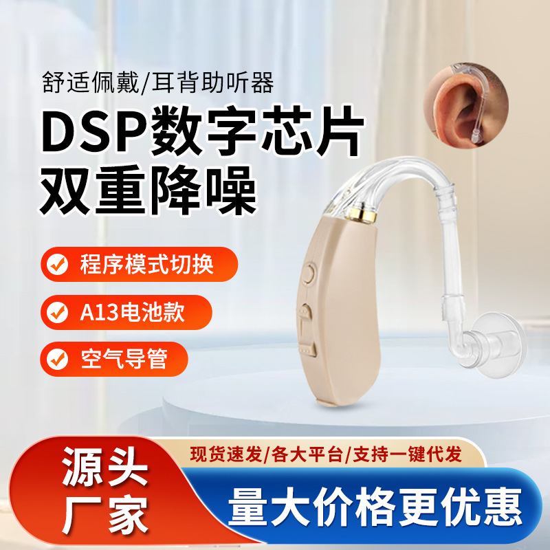 Hearing Aid for the Elderly, Deafness, Behind-The-Ear A13 Battery Sound Amplifier, Hearing Loss, Invisible Hearing Aid for Young People