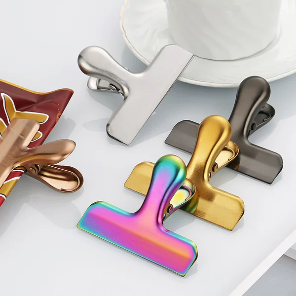Stainless Steel Sealing Clip Kitchen Food Preservation Bag Clip Snack Moisture-Proof Sealing T-Shaped Clip Multi-Purpose File Small Clip