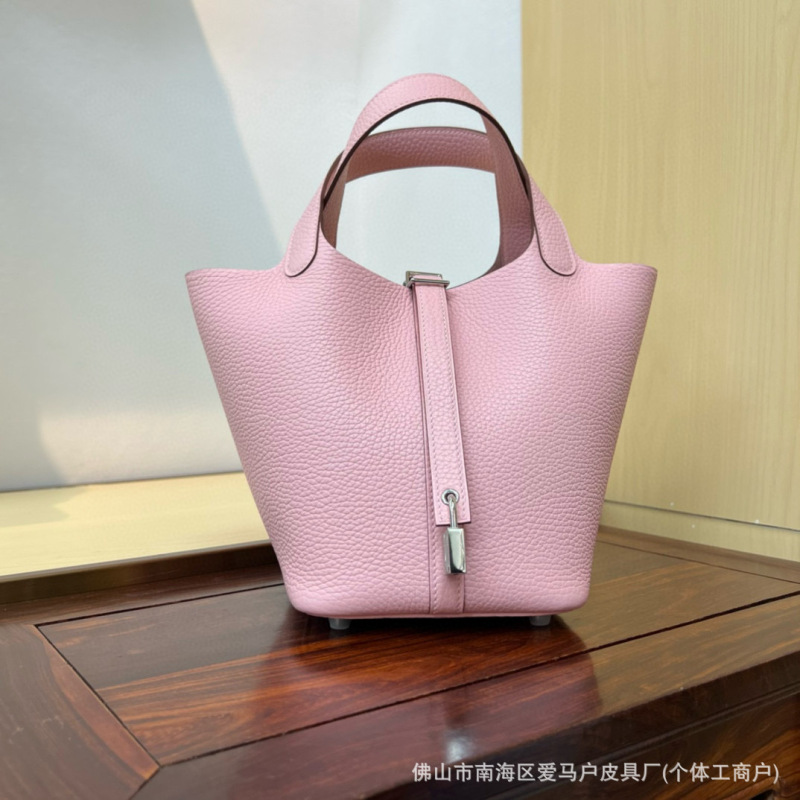 原厂皮高端品质半手工蜡线TC进口牛皮18cm菜篮子包手提水桶女包|undefined