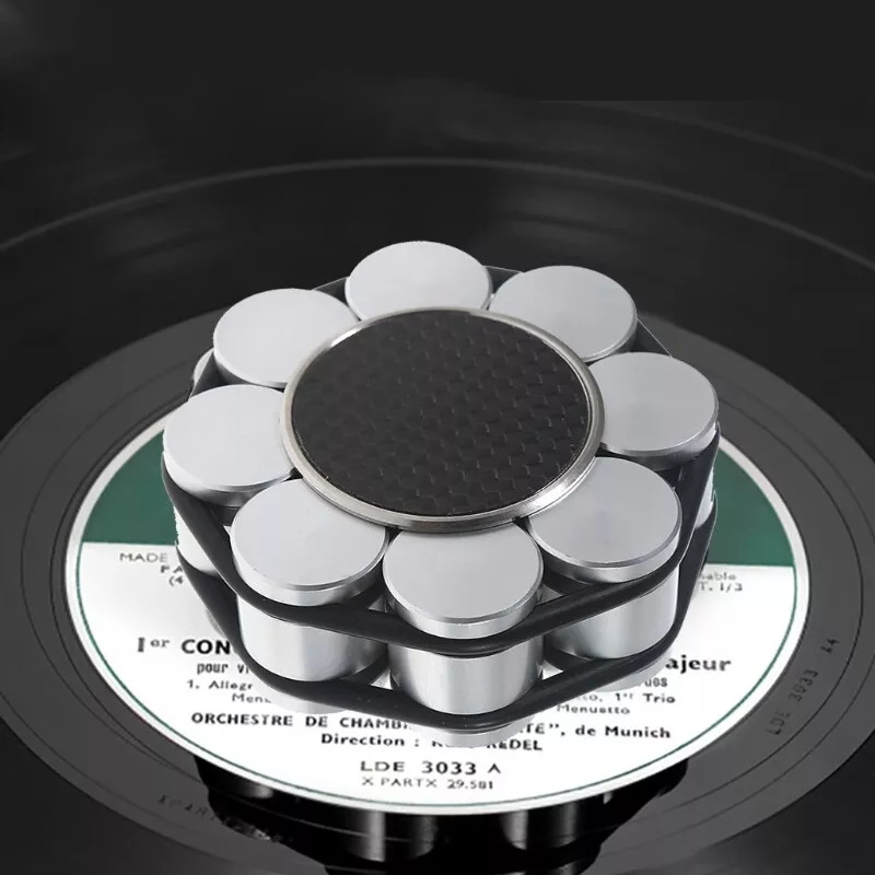 LP reproductor de discos de vinilo de acero inoxidable disco de metal de fibra de carbono Town Plate absorción de choque antideslizante mejorar la calidad del sonido