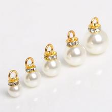 abs仿珍珠diy饰品配件耳坠手链项链材料高亮羊眼珍珠钻圈吊坠