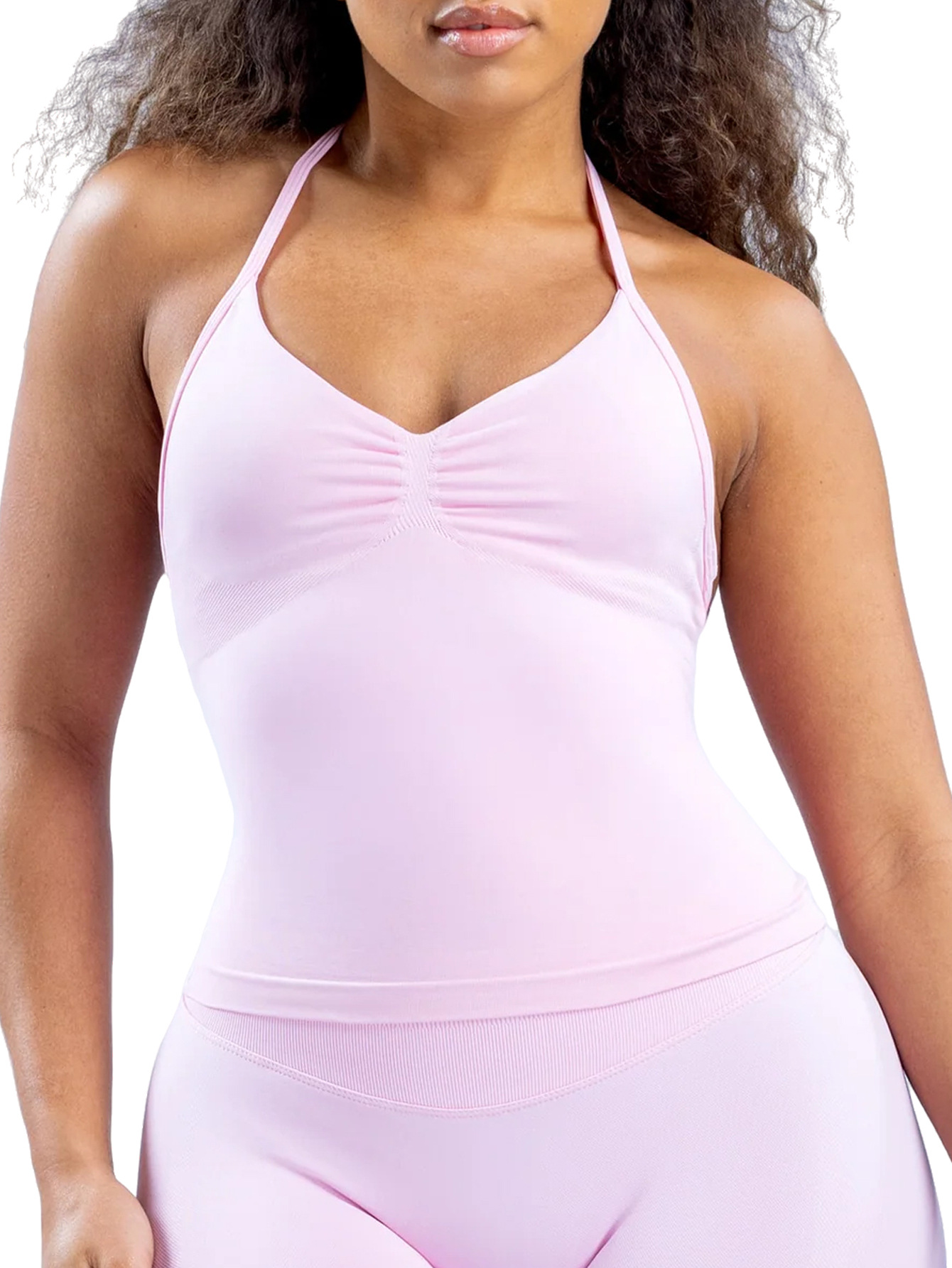 DF estilo europeo con matte nylon chaleco deportivo de yoga de mujer cuello colgante belleza detrás de la camisa de ejercicio para correr