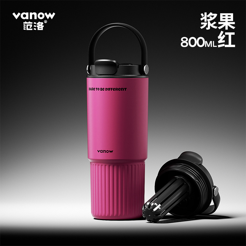 vanow保温杯大容量吸管杯女高颜值陶瓷内胆泡茶杯车载手提随行杯|undefined
