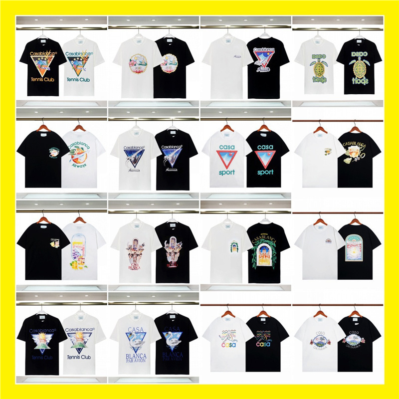 25 Spring and Summer Casablanca New Fantasy Door Starry Sky Castle Casa Letter Logo Short-Sleeved Couple T-Shirt