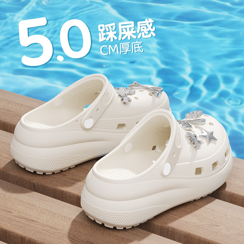 Beach Clogs for Women 2026 Summer New Style Outdoor Non-Slip Odor-Resistant Soft Thick-Soled Eva Closed-Toe Slippers