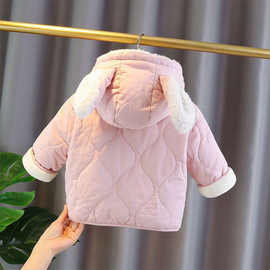 2025女宝秋冬新款女童棉服棉袄小童加绒加厚冬季洋气外套童装黄色