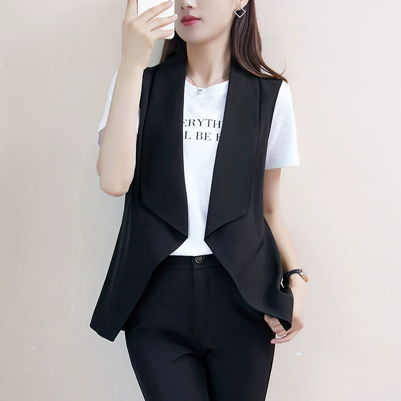 168 жилет женский 2024 новый тонкий профессиональный большой размер толстый мм летний без рукавов плечо черный конь кардиган куртка