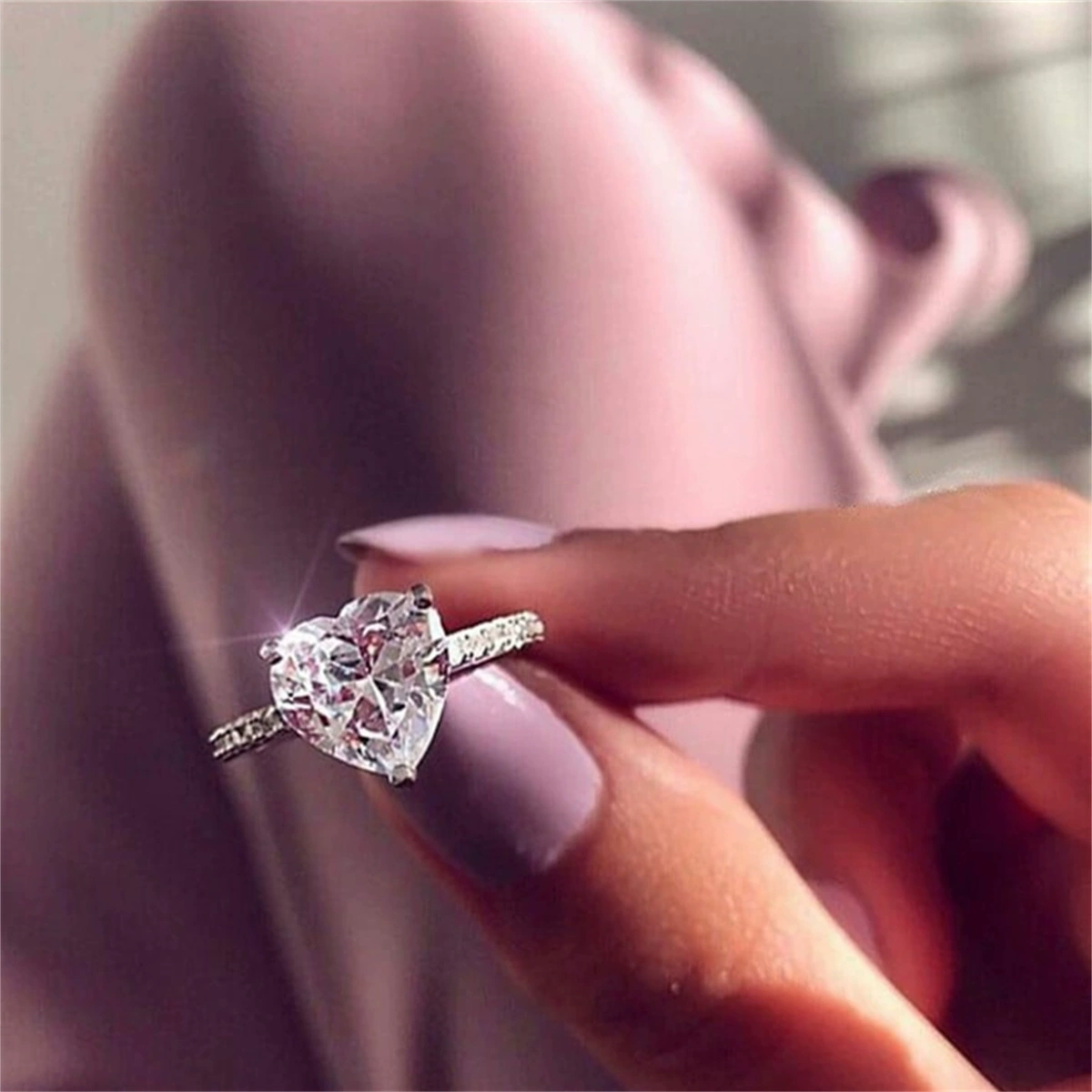 Покрытие камнем, цирконий сердце, кольцо, аксессуар, Aliexpress, wish, европейский стиль