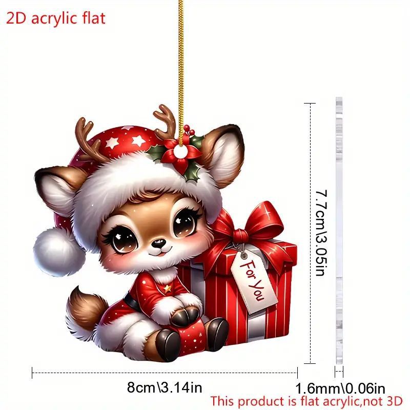 Navidad acrílica adorable ciervo colgante nuevo producto transfronterizo plano espejo interior decoración colgante de vacaciones