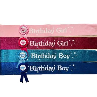 Birthday Party Birthday Girl Corsage Birthday Boy and Girl Decoration Props Badge Shoulder Strap Set