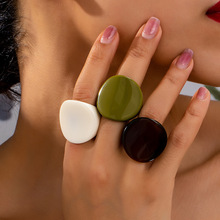 3件/套时尚的几何树脂圆形大环戒指为女性派对度假佩戴