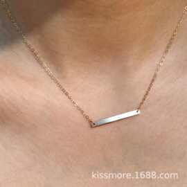 琛墨一见钟情美国14K包金几何金属链条小众高级感锁骨链欧美项链