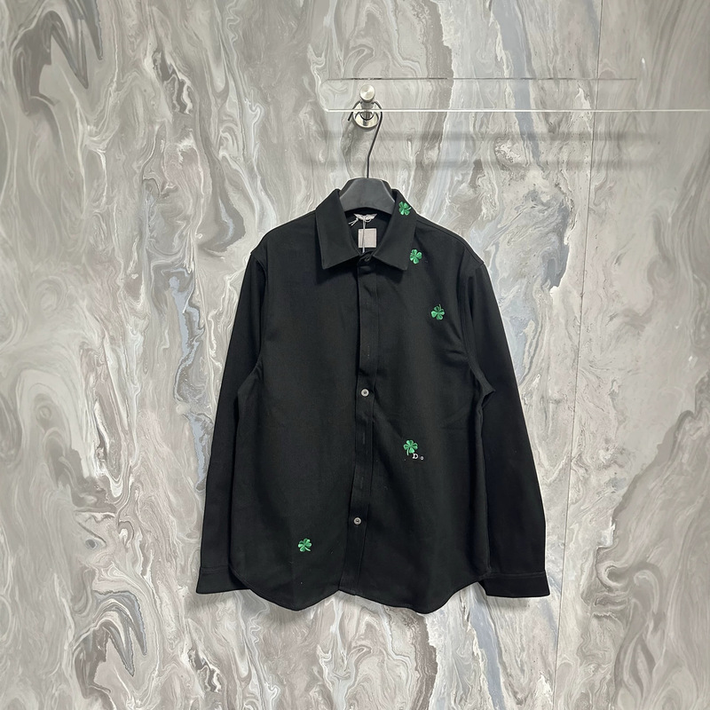 Do Brand Lucky Four-Leaf Clover Letter Embroidery Canvas Casual Shirt New Unisex Loose Versatile Jacket