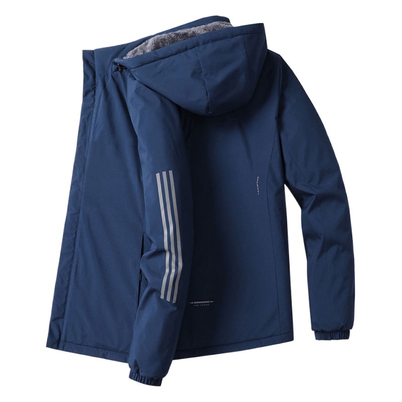 2022 Winter Fleece-Lined Thickened Cotton Jacket for Men, Outdoor Sports Coat with Detachable Hood, Cold-Proof