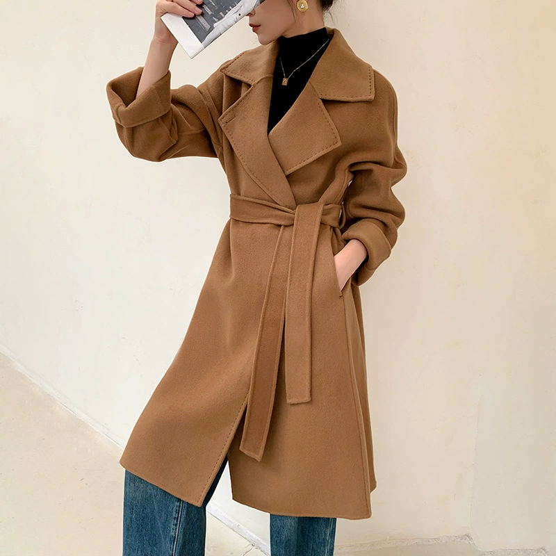 Демисезонное двустороннее кашемировое модное Woolen trench coat, корейский стиль, свободный крой