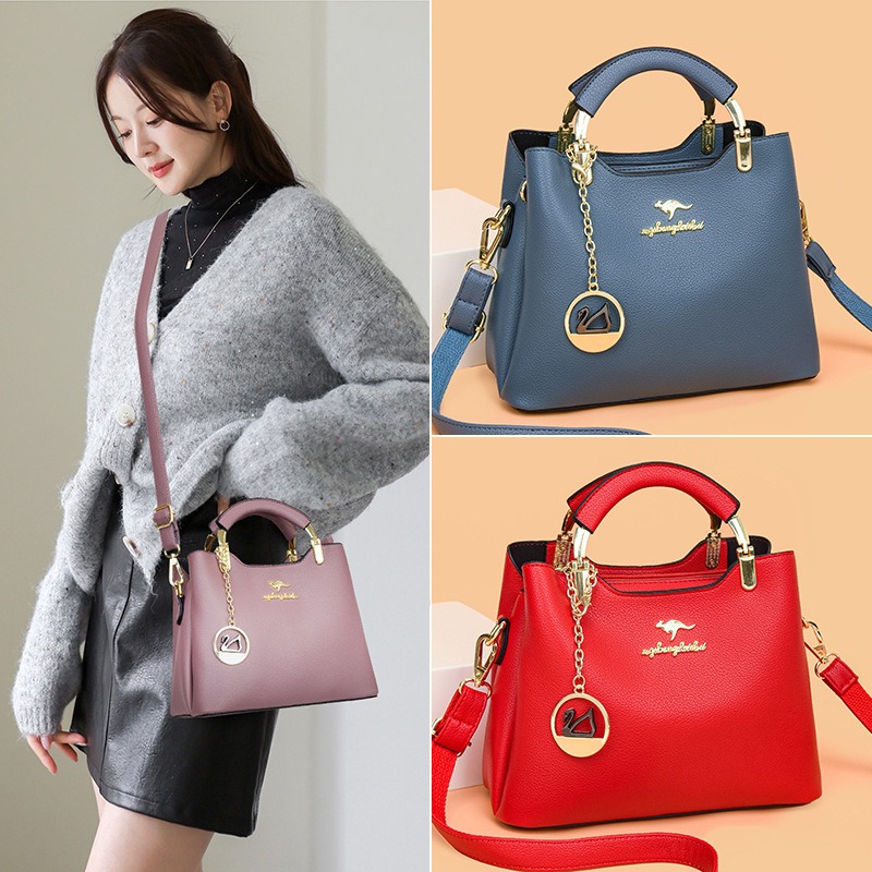 Bolsa de mano de lujo ligera multicapa de cuero suave de moda universal de moda moda moda de un solo hombro mochila