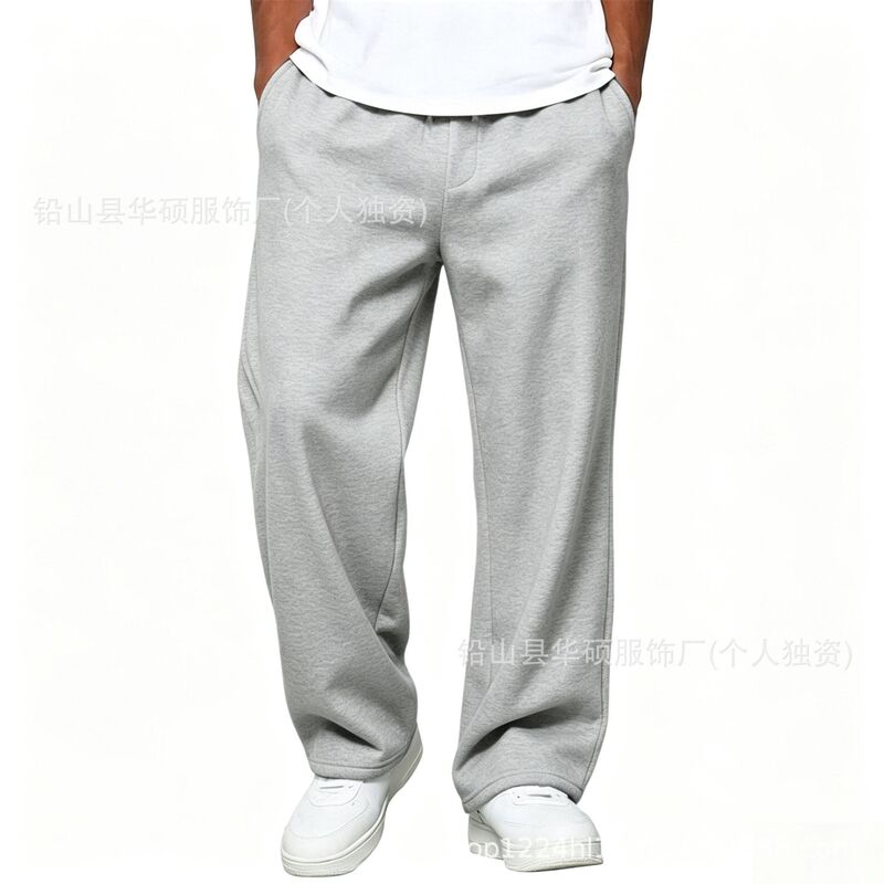 New product on AliExpress: European size popular casual jogging pants for men, solid color, drawstring elastic waist, plus size long pants