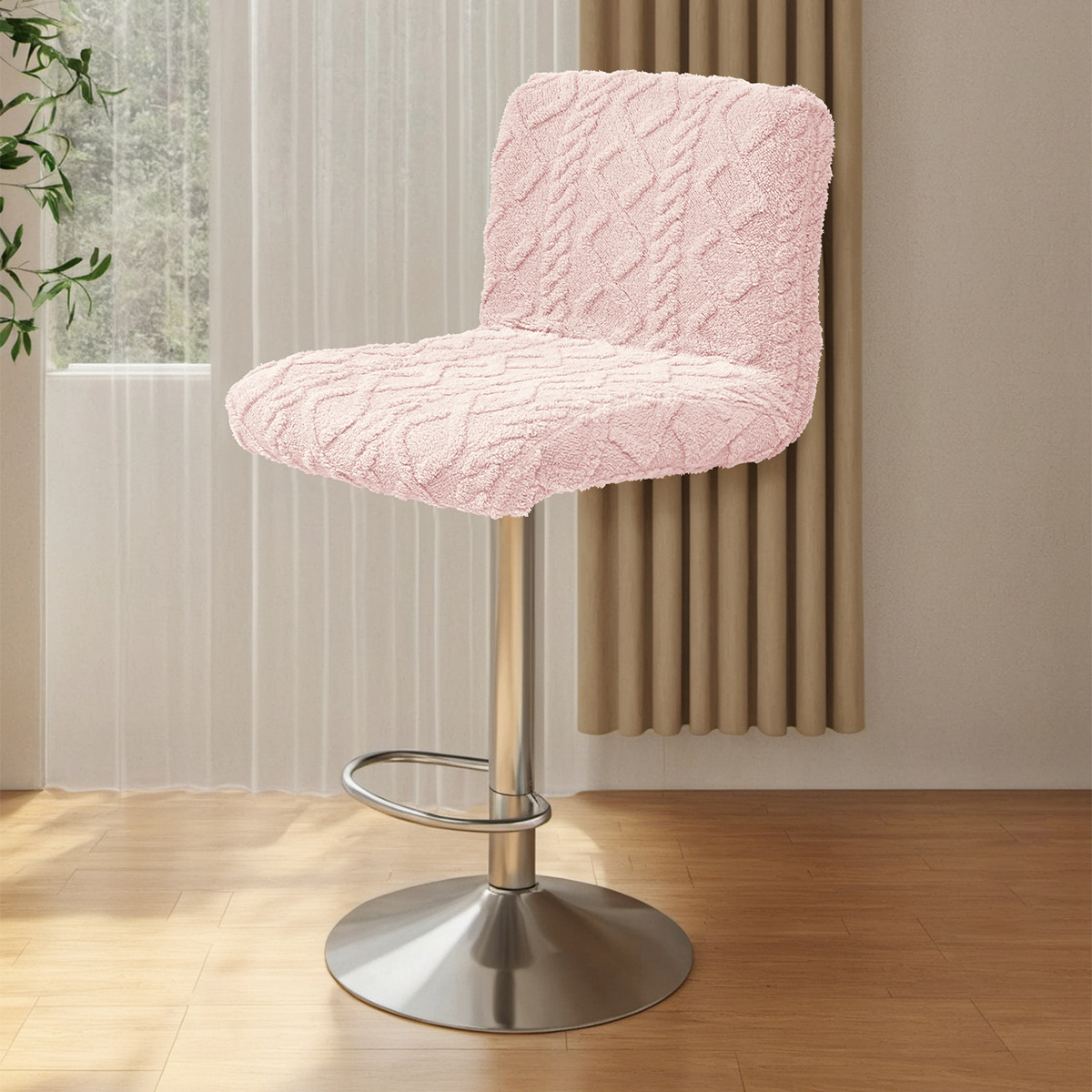 Transfronterizo algodón de terciopelo Jacquard trenzado cubierta de silla de espalda baja anti-gato agarrar bar elástico de color sólido cubierta de silla giratoria al por mayor