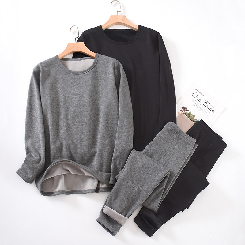 Thermal Underwear Fleece-lined Thickened Home Clothes Winter Fever Cold-proof Tight Men's Autumn Clothes Autumn Trousers Bottoming Shirt Set