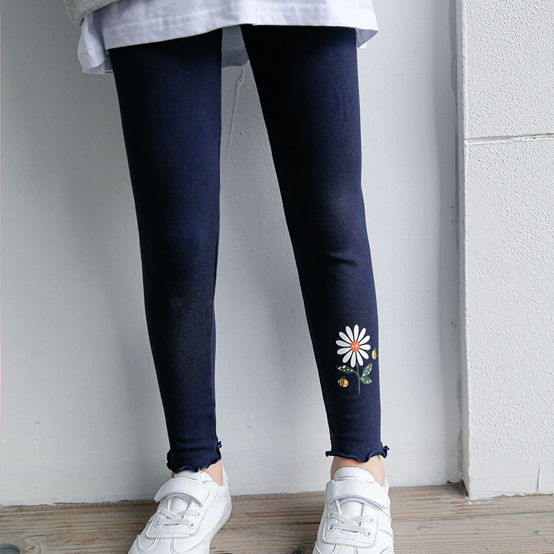 Хлопковые тонкие осенние л leggings, детские весенние брюки для девочек, западный стиль, детская одежда
