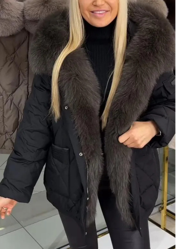 欧美亚马逊秋冬新款跨境欧美时尚外贸女装气质优雅连帽中长款棉服|undefined