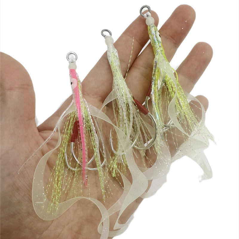 Gancho de calamar pulpo doble gancho tianya espada Pez con anzuelo cadena gancho mar pesca luminosa hierro placa gancho Luya barco pesca gancho