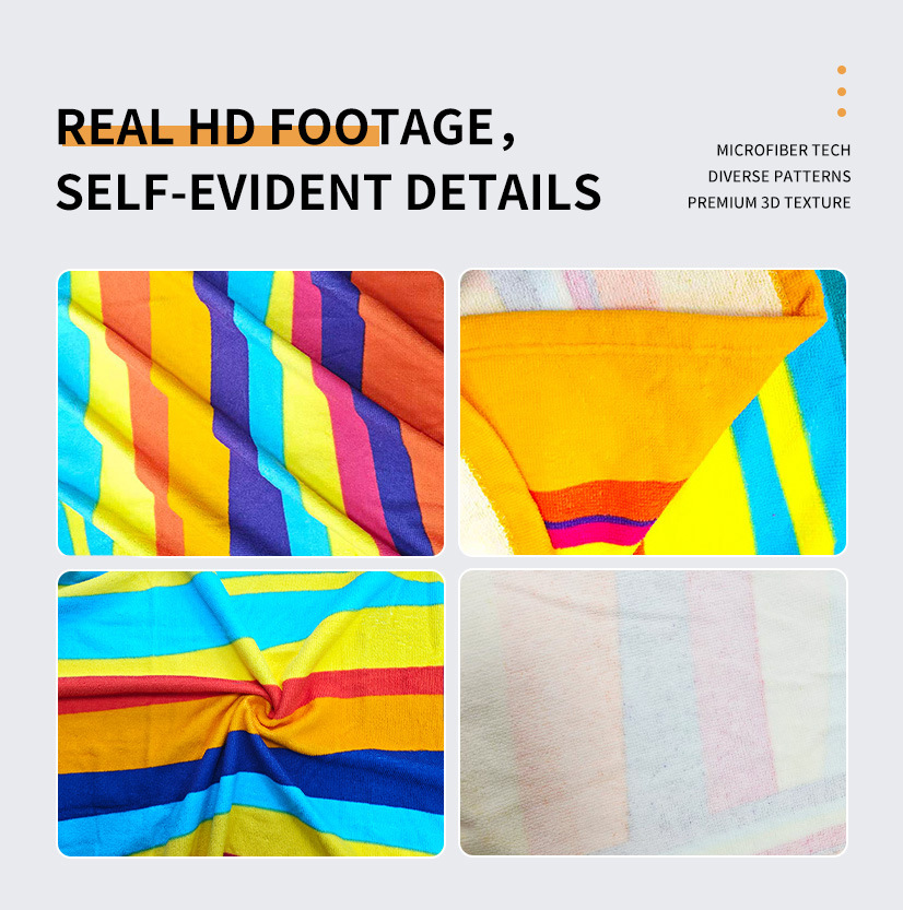 【Active Print - Colorful Striped Beach Towel】In-Stock for Cross-Border Labeling and Dropshipping, Surf Bath Towel, Beach Towel