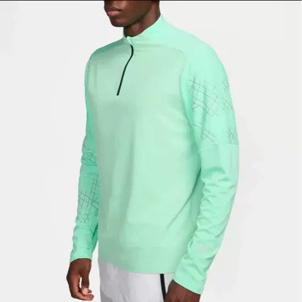 Cross-border hot-selling new half-zip stand-up collar quick-dry sun protection shirt, outdoor sports casual wear, long-sleeve top with reflective print