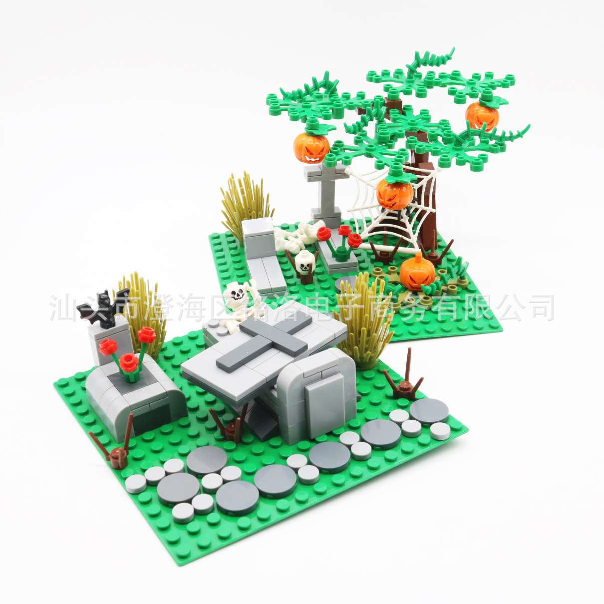 Cross-border MOC Small Particle Building Blocks Ghost Cemetery Skull Skull Compatible with Lego Halloween Scene Construction