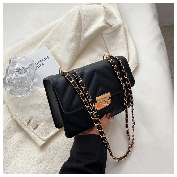 Women's Small Pu Leather Stripe Streetwear Square Lock Clasp Underarm Bag display picture 4