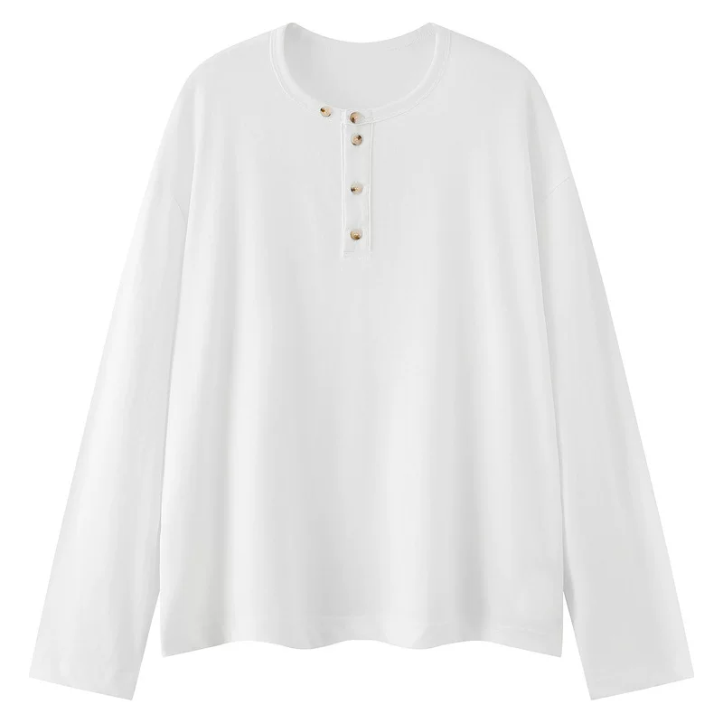 White base body-friendly long-sleeve, American style, oversize