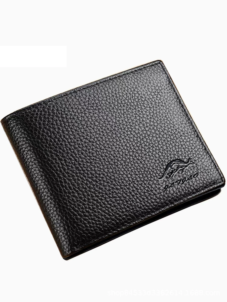 Leather short wallet, genuine leather