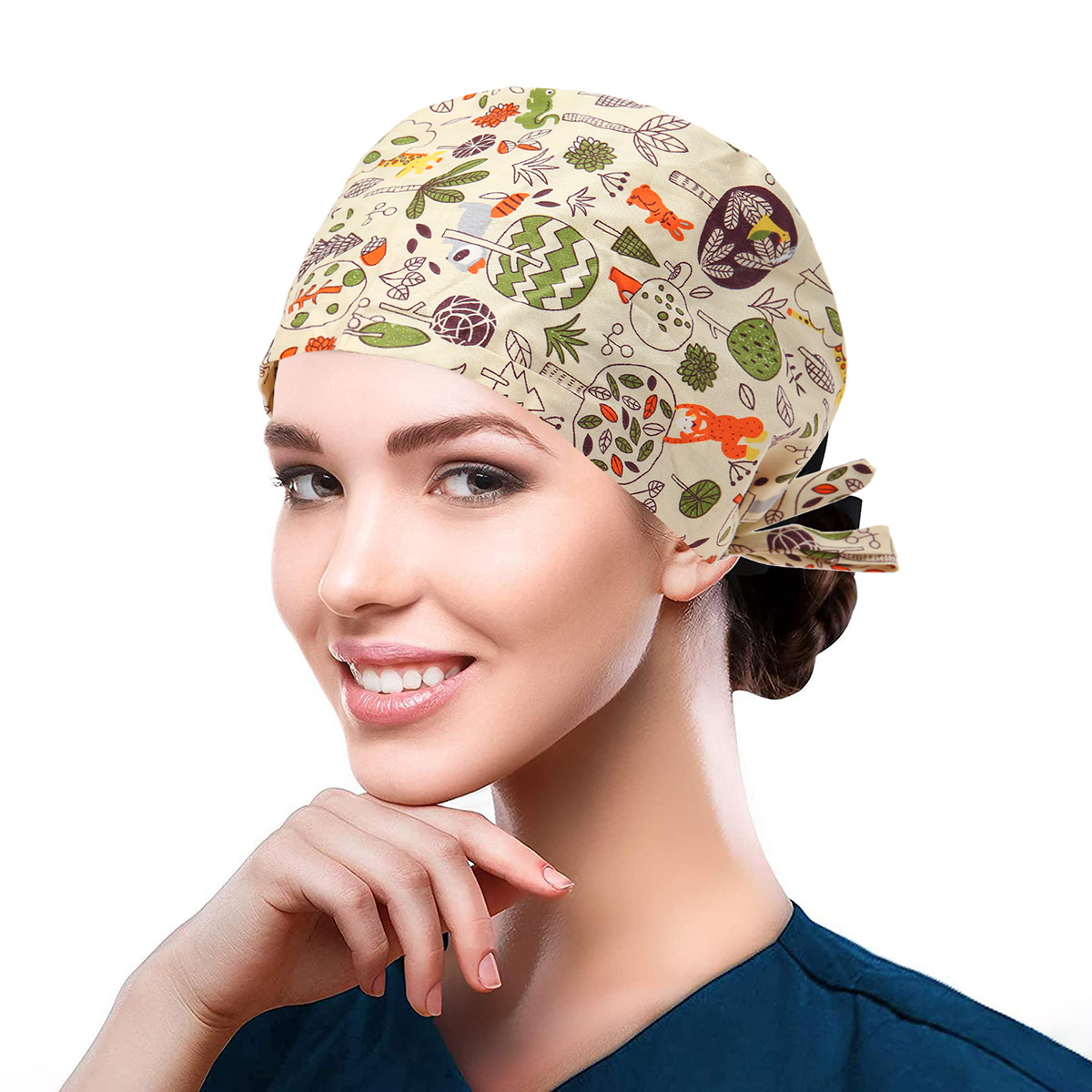 Europe and the United States hot-selling printed surgical cap home cap chemotherapy beauty cap lace-up men's and women's doctor nurse operating room cap