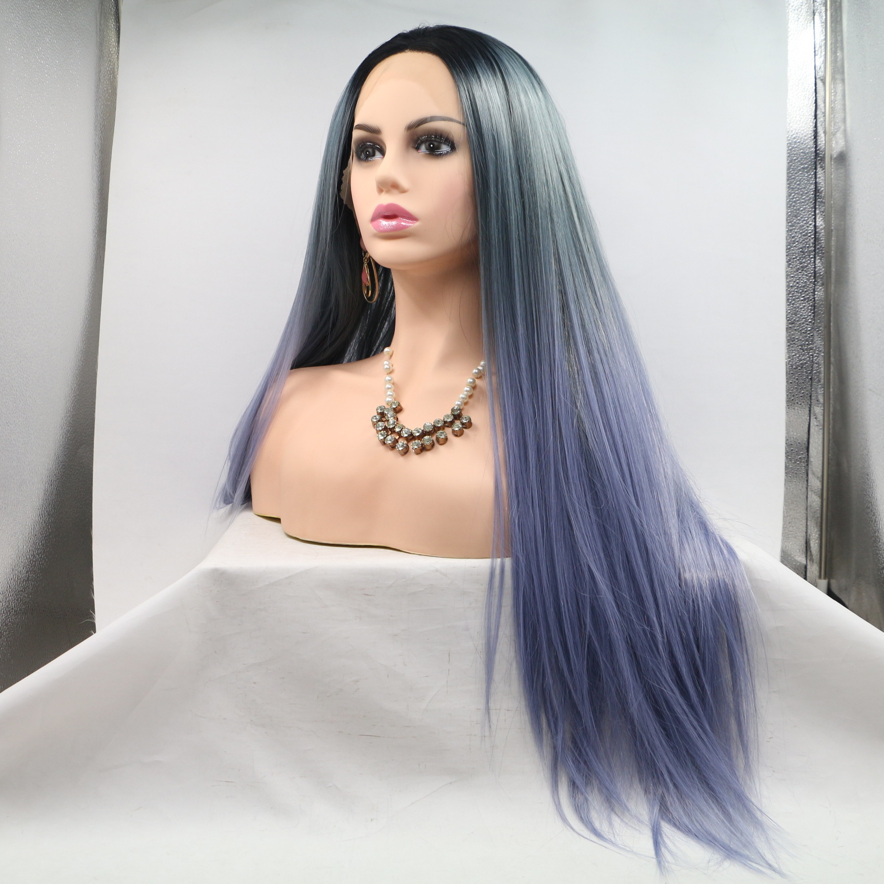 Peluca europea y americana NEWLOOK cabello largo y liso frente a la moda de encaje nueva peluca transfronteriza