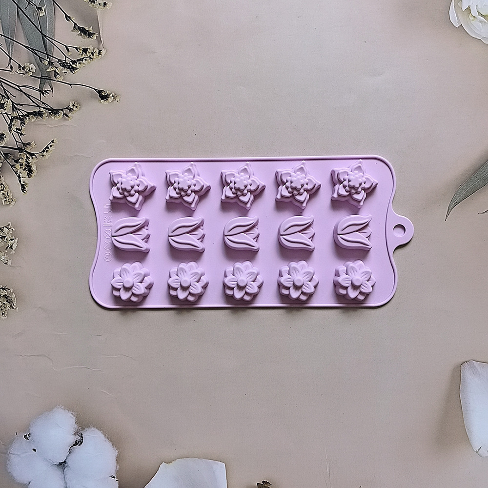 15 3 tipos de chocolate tulipas 680 molde de silicona dulces pudín molde de postre pastel para hornear