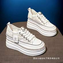 白色运动鞋女2025年夏季新款百搭网鞋女透气网面厚底内增高小白鞋