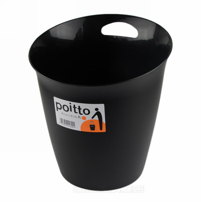 日本NAKAYA 办公室垃圾桶塑料黑色垃圾筒家用收纳桶圆形垃圾桶|ru