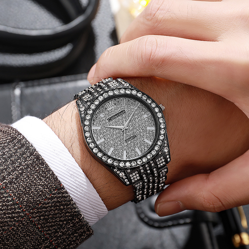 90g Weight Ordinary Glass Mirror Material Elegant Glam Color Block Single Folding Buckle Quartz Watch Men's Watches