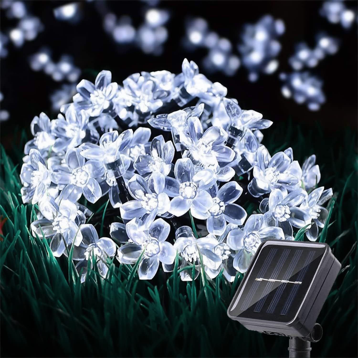 Solar-Powered Cherry Blossom LED String Lights – Waterproof Outdoor Fairy Lights For Garden, Camping, Fence Decoration_voghion.com