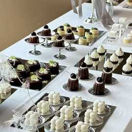 金属质感甜品台老钱风甜品摆件甜品台架子银器皿黑银色展示架