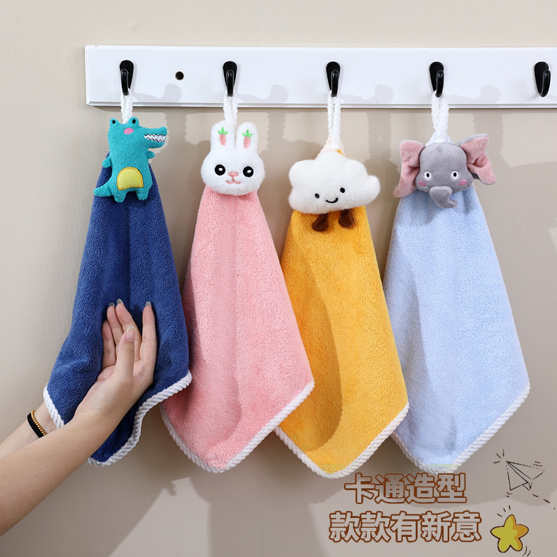 Cute Cartoon Hand Towel Small Towel Coral Fleece Household Toilet Hand Wipe Small Square Towel Hair-free Soft Dirt-resistant
