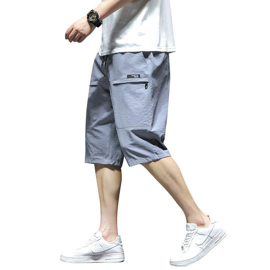 Ice Silk Shorts Men's Summer New Fashionable All-match Casual Loose Capri Pants plus size Loose Plus Fat Men's Shorts