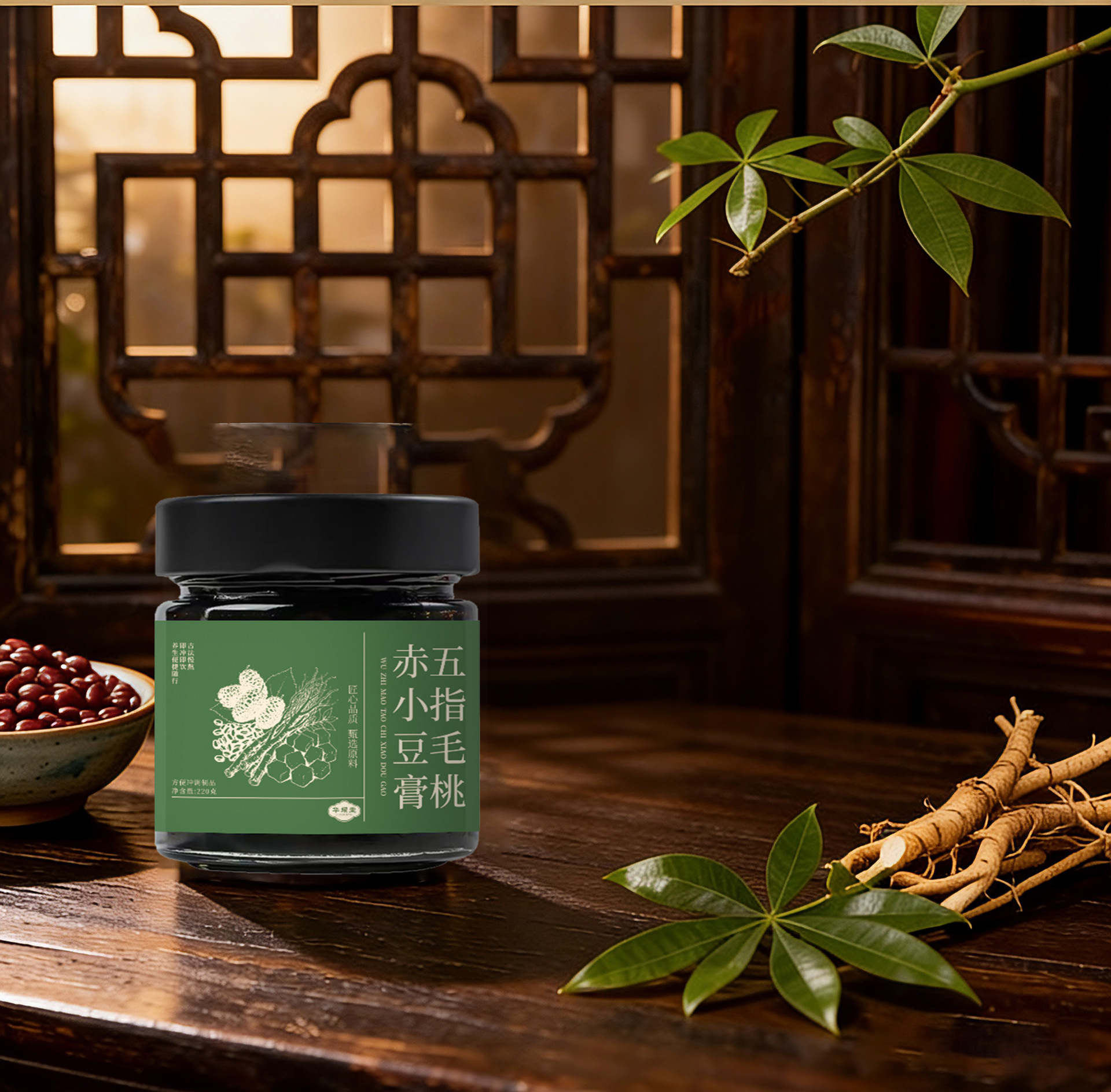 Wuzhi Maotao Chixiaodao Paste 220g Five-Finger Fig and Adzuki Bean Herbal Paste Traditional Steamed Solid Paste quality and texture