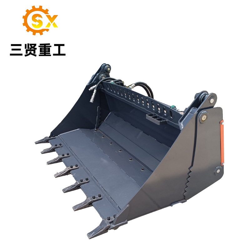 滑移装载机适配属具四合一铲斗 铲夹多功能斗 工程机械配件挖斗