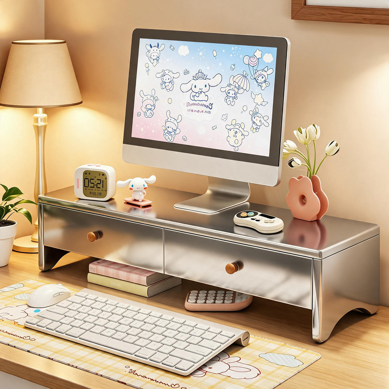 Computer height-adjustable stand, desktop laptop storage rack, monitor screen base with drawers, layered storage rack Computer height-adjustable stand, desktop laptop storage rack, monitor screen base with drawers, layered storage rack