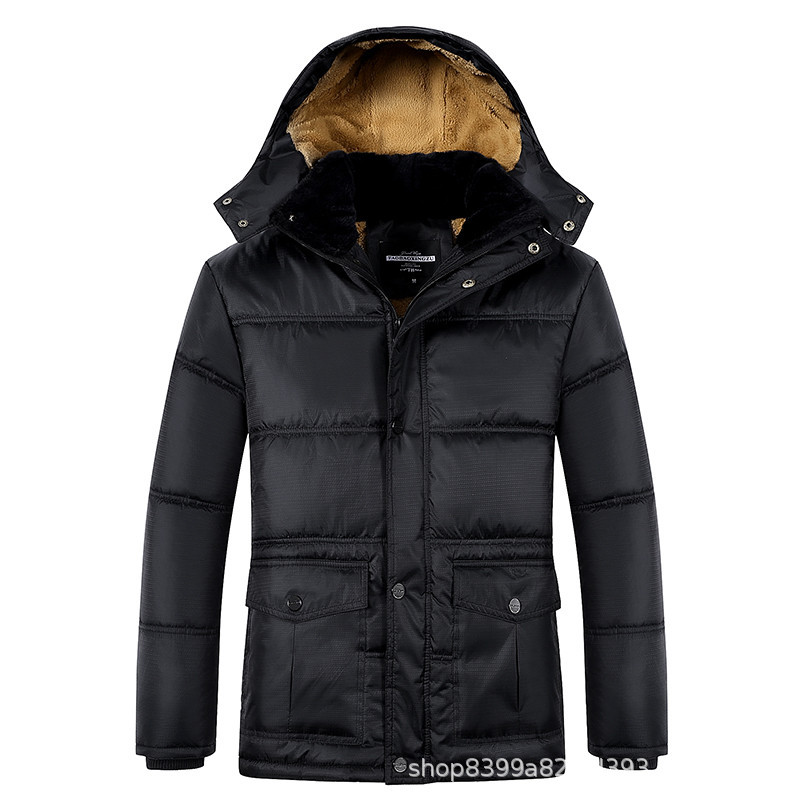 Abrigo acolchado de algodón para hombres 2019 nuevo invierno de mediana edad y ancianos cálido Abrigo acolchado de algodón forrado de lana engrosado moda papá desgaste al por mayor